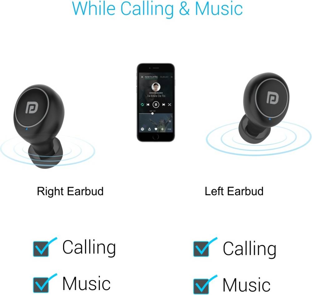 Portronics Harmonics Twins Mini Bluetooth Headset (Black, True Wireless) Portronics Harmonics Twins Mini Bluetooth Headset (Black, True Wireless)