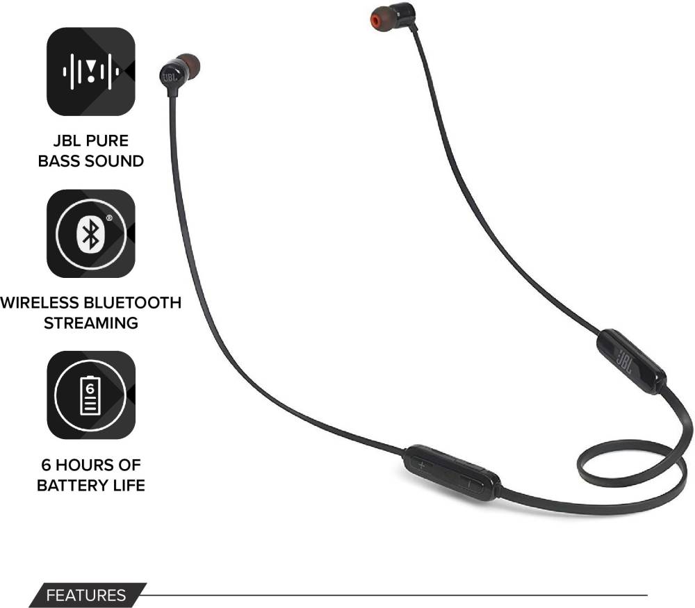 JBL T160BT Bluetooth Headset (Black, In the Ear)
