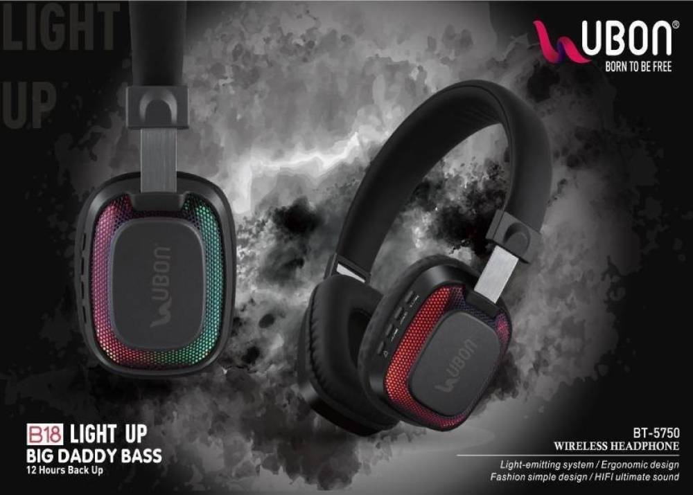 Ubon BT-5750 Light up Bluetooth Headset (Multicolor, On the Ear)