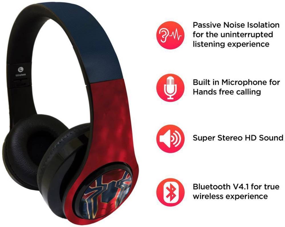 macmerise Iconic Spiderman - Decibel Wireless On Ear Headphones Bluetooth Headset (Multicolor, True Wireless)