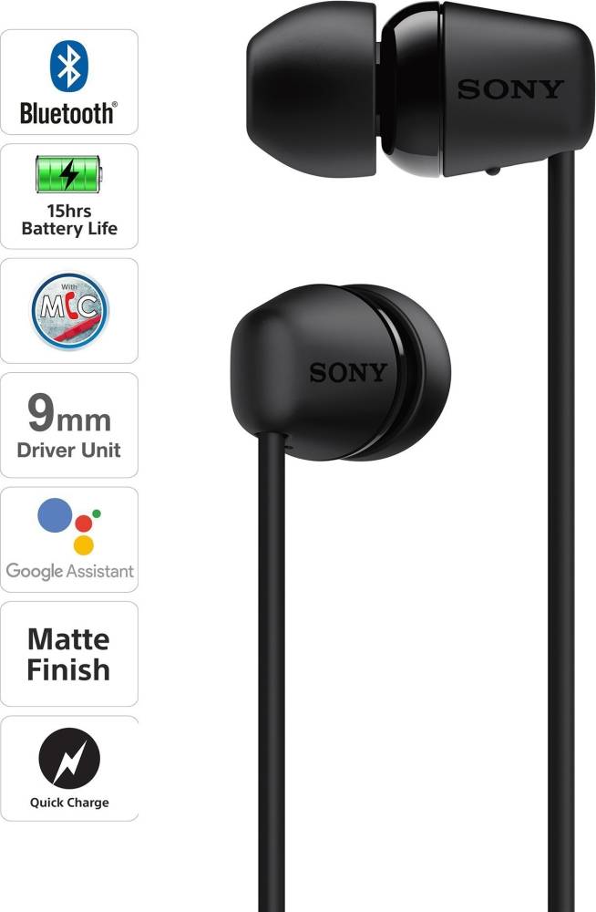 SONY WI-C200 Bluetooth Headset (Black, In the Ear)