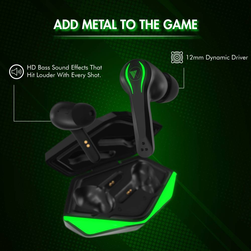 Wings Phantom Gaming TWS with 65 ms Latency Bluetooth Headset (Black, True Wireless)