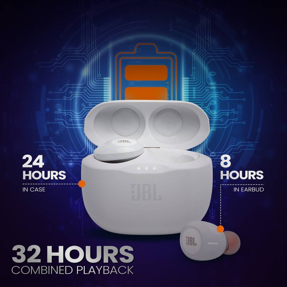 JBL Tune 125TWS Bluetooth Headset (White, True Wireless)