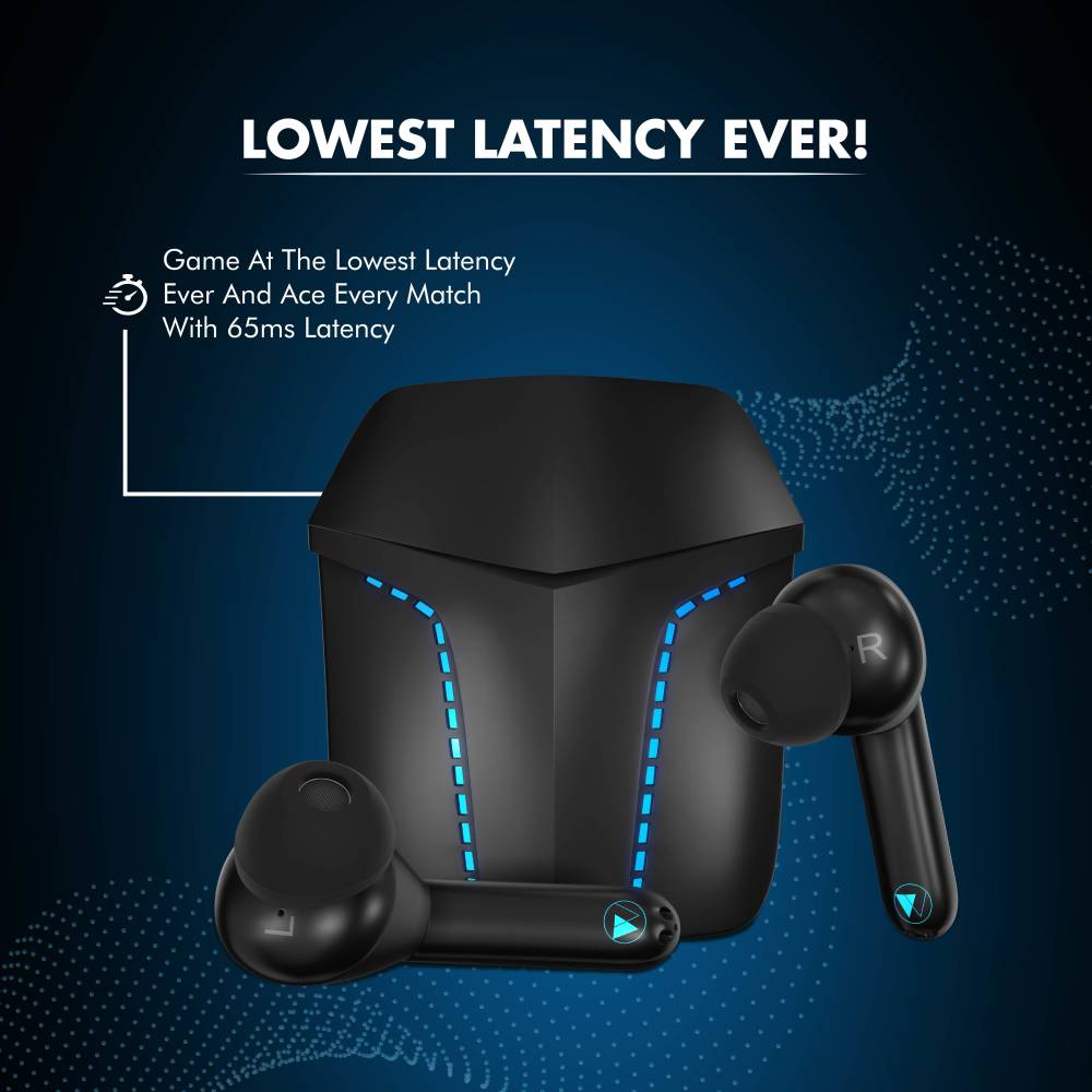 Wings Viper Gaming with 65 ms Latency Bluetooth Headset (Black, True Wireless)