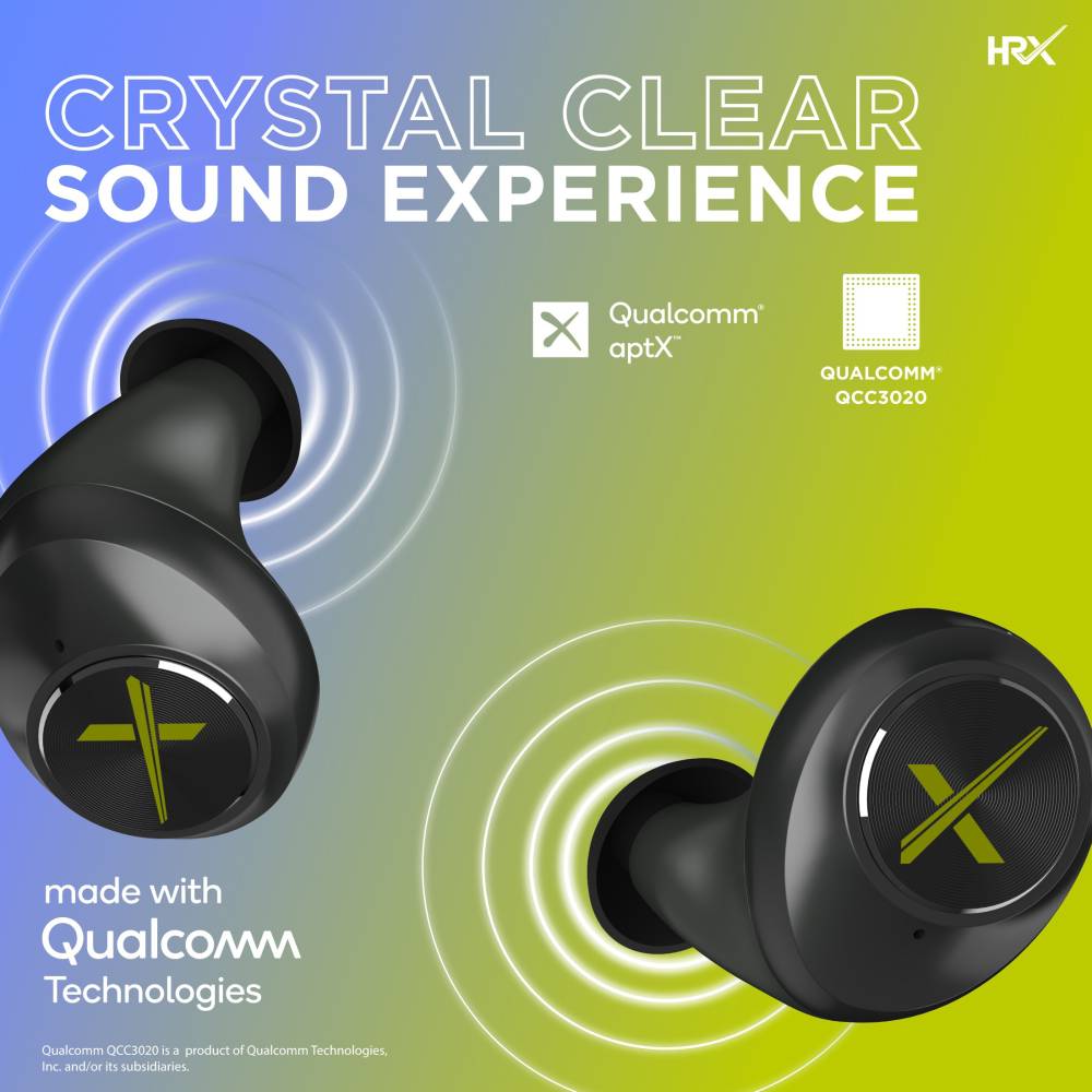 HRX X-Drops 9G with Quick Touch Technology Bluetooth Headset (Cosmic Black, True Wireless)