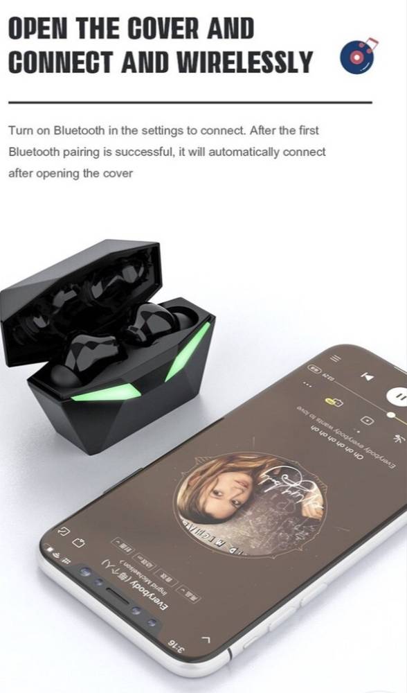 fiado Earpods YX-01 True wireless Earbuds BT5.0 Dual mode Bluetooth Gaming Headset (Black, True Wireless)