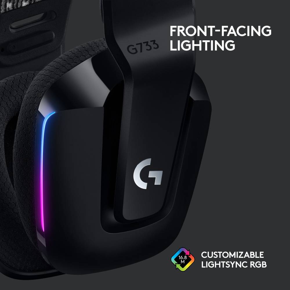 Logitech G733 Lightspeed Wireless RGB Bluetooth Gaming Headset (Black, On the Ear)