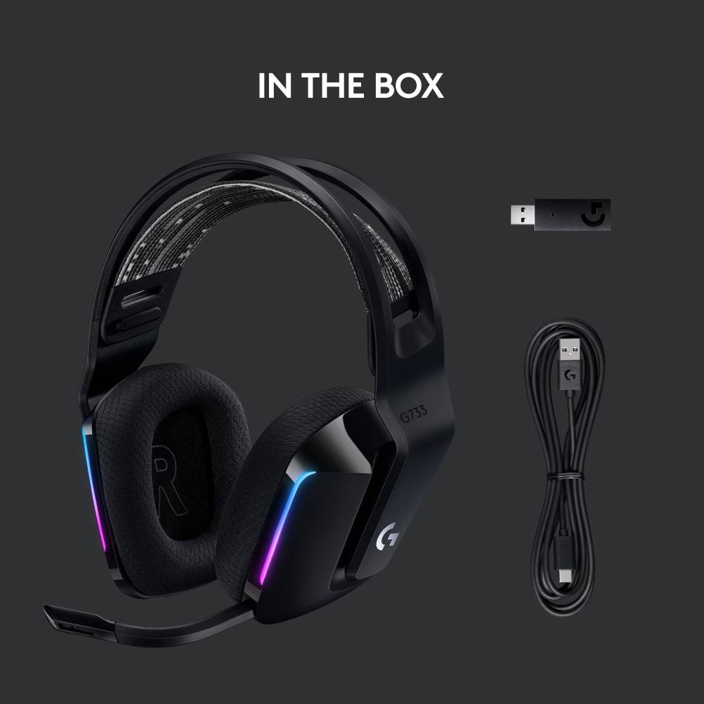 Logitech G733 Lightspeed Wireless RGB Bluetooth Gaming Headset (Black, On the Ear)